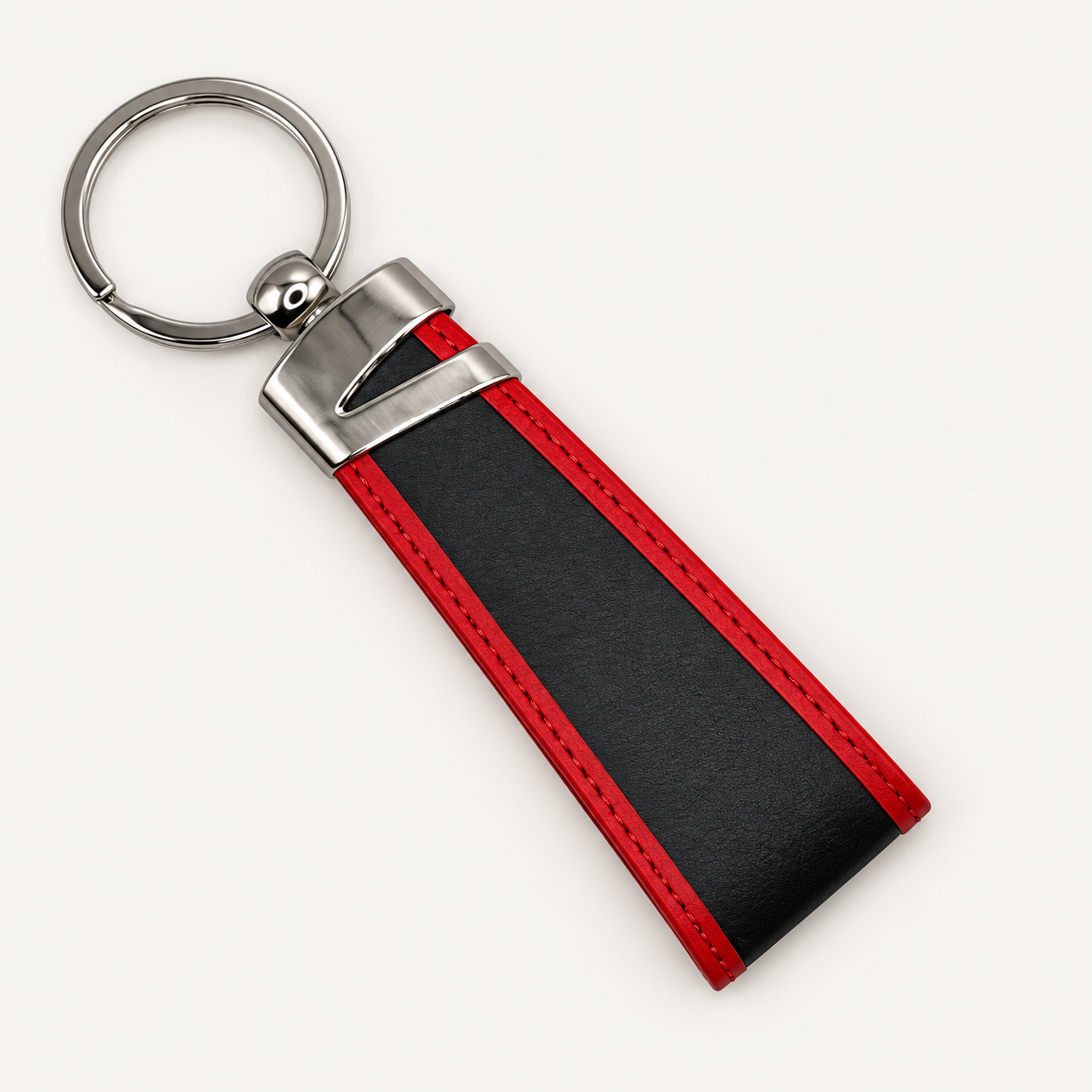 Premium Black & Red Leather Keychain – Classic Two-Tone Style Gallery